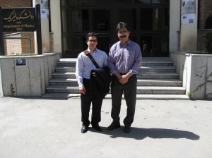Me and Sohrab Rahvar outside the physics department of University of Sharif, May 13, 2008. (Photo: Forood Daneshbad.)