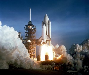 Space shuttle Columbia lifts off from Launch Pad 39A on 12 April 1981. (Credit: NASA)