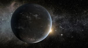The super-Earth planet Kepler-62f (shown in this artist's concept) is located within the habitable zone of a star in the constellation Lyra, about 1,200 light-years from Earth. (Credit: NASA Ames/JPL-Caltech/Tim Pyle)