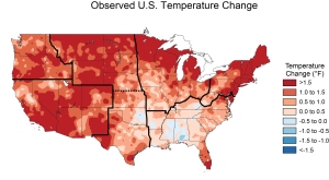 Map of temperature rises that have *already* occurred. (Credit: US National Climate Assessment / NASA)